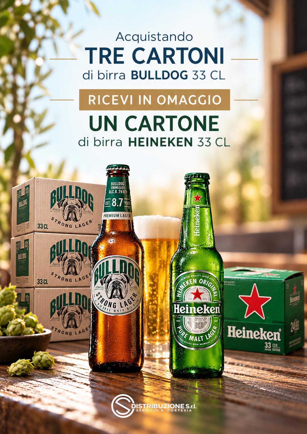 Bulldog 33 cl + Heineken omaggio