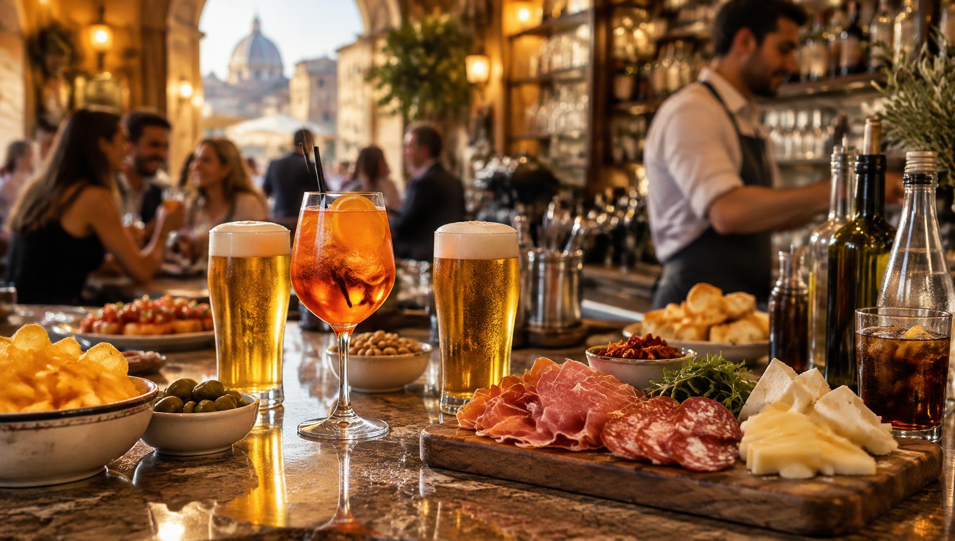Birra, aperitivi e taglieri al bancone di un locale
